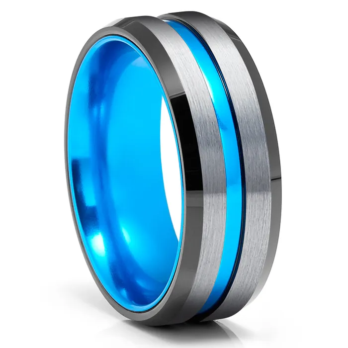 Turquoise Wedding Ring Tungsten Wedding Band Tungsten Carbide Ring Black Ring Clean Casting Jewelry Rings