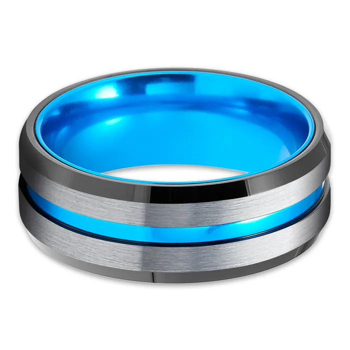 Turquoise Wedding Ring Tungsten Wedding Band Tungsten Carbide Ring Black Ring Clean Casting Jewelry Rings