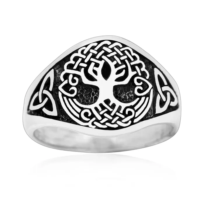 Viking Ring Silver Yggdrasil Tree Knotwork Valhalla Vikings Rings