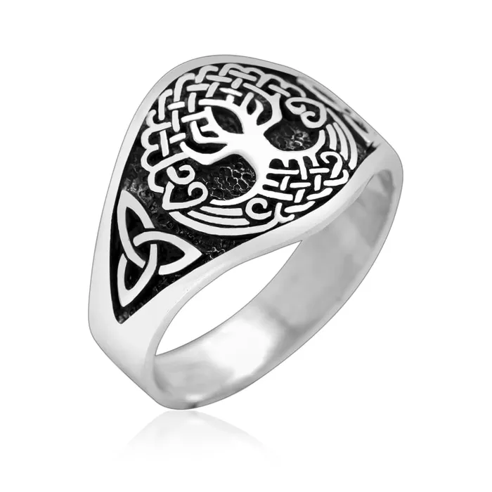 Viking Ring Silver Yggdrasil Tree Knotwork Valhalla Vikings Rings