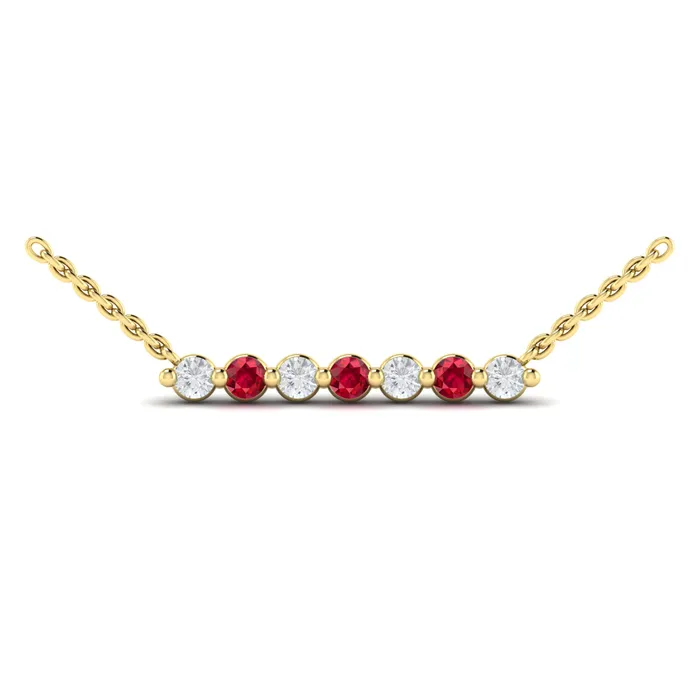 Vlora Adella 14K Diamond Gemstone Bar Necklace Diamond 028CTW Gemstone 026029CTW International Diamond Center Necklaces