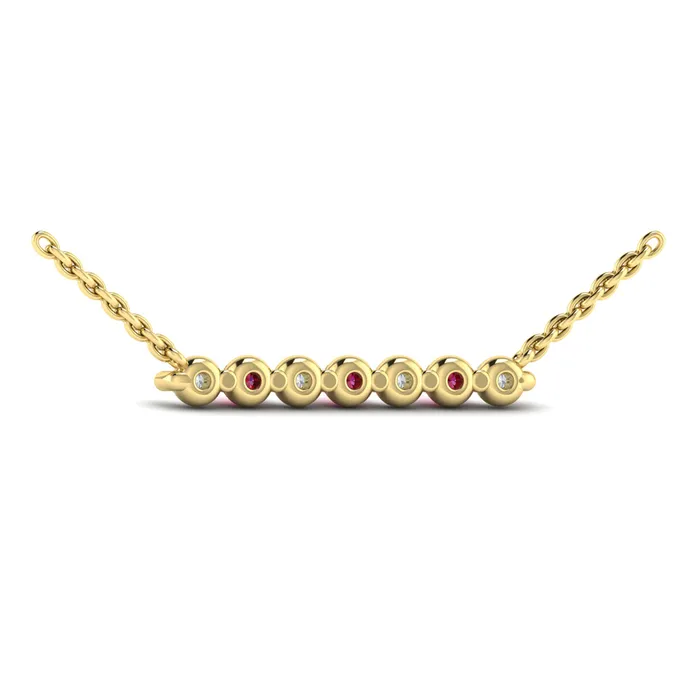 Vlora Adella 14K Diamond Gemstone Bar Necklace Diamond 028CTW Gemstone 026029CTW International Diamond Center Necklaces