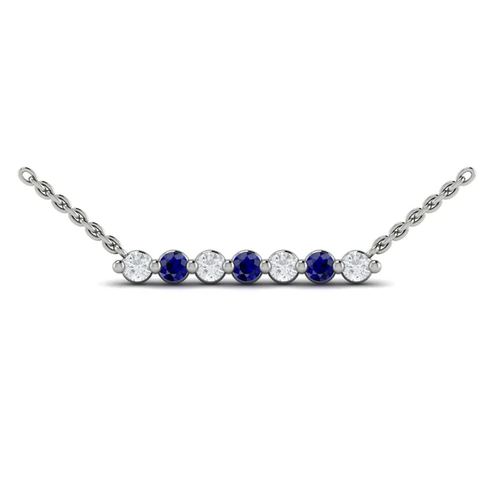 Vlora Adella 14K Diamond Gemstone Bar Necklace Diamond 028CTW Gemstone 026029CTW International Diamond Center Necklaces