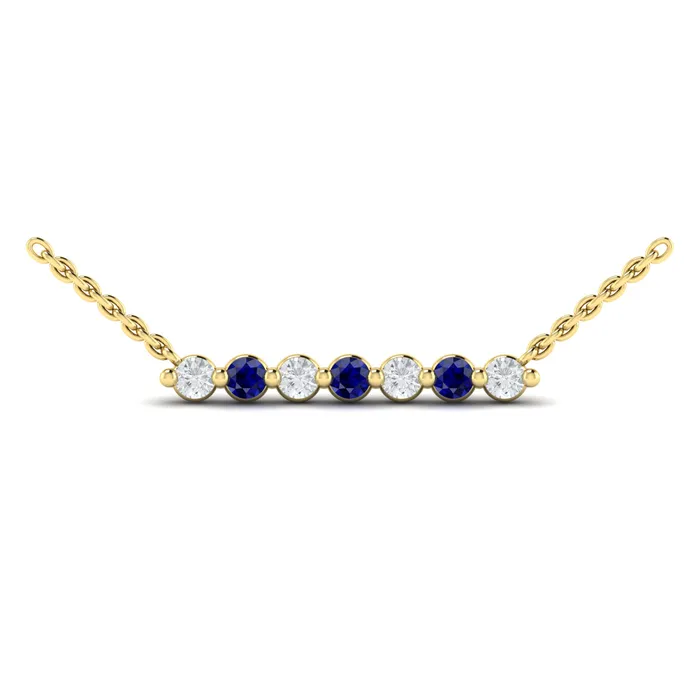 Vlora Adella 14K Diamond Gemstone Bar Necklace Diamond 028CTW Gemstone 026029CTW International Diamond Center Necklaces