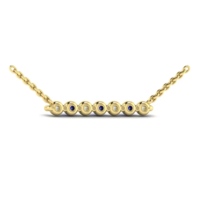 Vlora Adella 14K Diamond Gemstone Bar Necklace Diamond 028CTW Gemstone 026029CTW International Diamond Center Necklaces