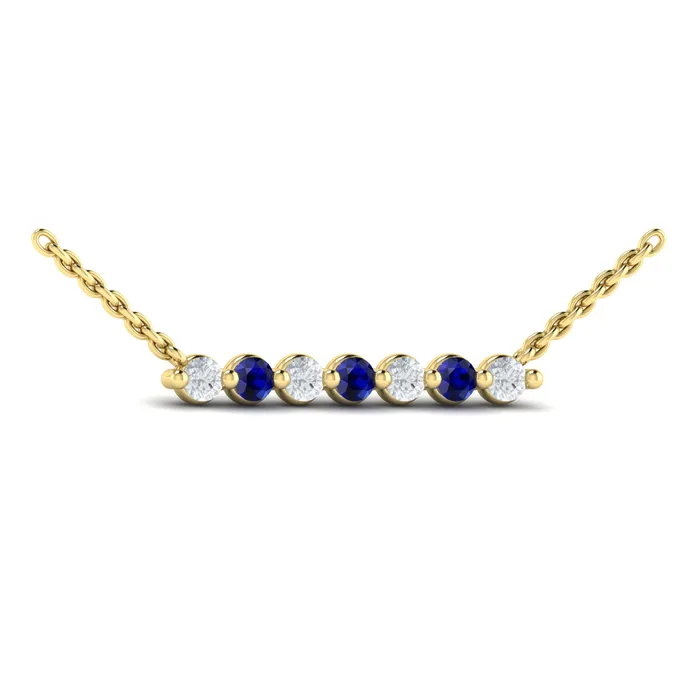 Vlora Adella 14K Diamond Gemstone Bar Necklace Diamond 028CTW Gemstone 026029CTW International Diamond Center Necklaces
