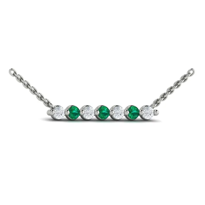 Vlora Adella 14K Diamond Gemstone Bar Necklace Diamond 028CTW Gemstone 026029CTW International Diamond Center Necklaces