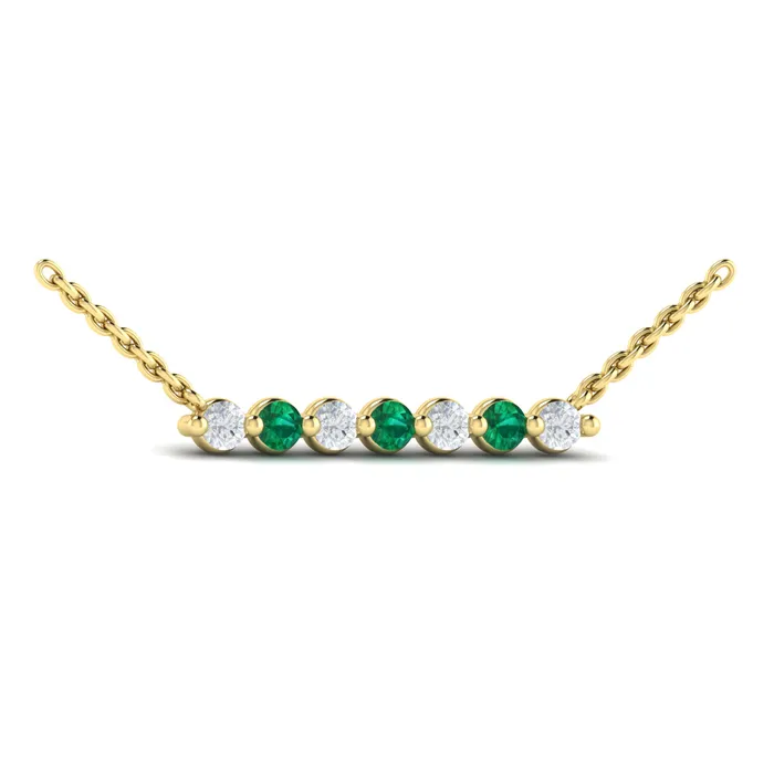Vlora Adella 14K Diamond Gemstone Bar Necklace Diamond 028CTW Gemstone 026029CTW International Diamond Center Necklaces