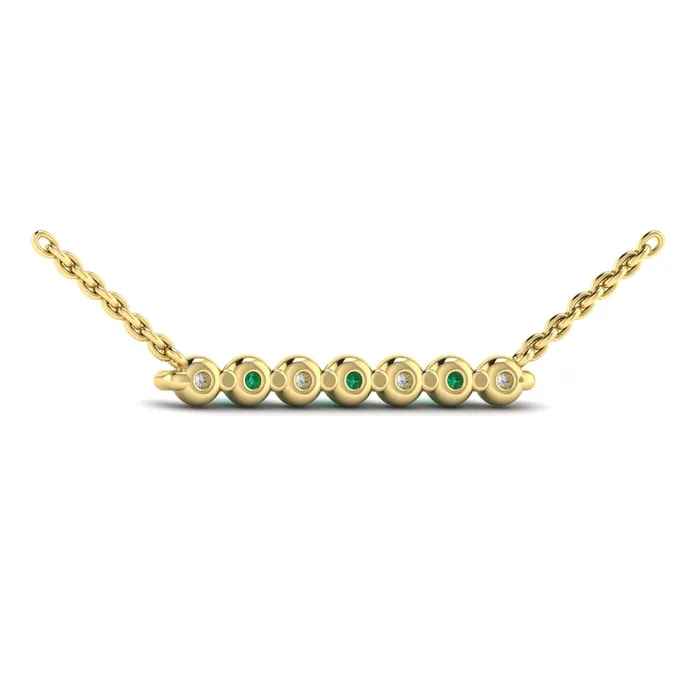 Vlora Adella 14K Diamond Gemstone Bar Necklace Diamond 028CTW Gemstone 026029CTW International Diamond Center Necklaces