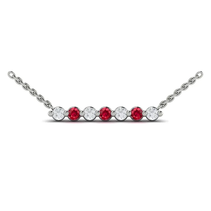Vlora Adella 14K Diamond Gemstone Bar Necklace Diamond 028CTW Gemstone 026029CTW International Diamond Center Necklaces