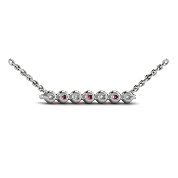 Vlora Adella 14K Diamond Gemstone Bar Necklace Diamond 028CTW Gemstone 026029CTW International Diamond Center Necklaces