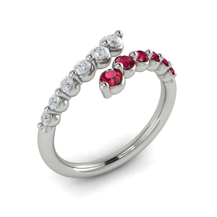 Vlora Adella14K Diamond and Ruby Open Wrap Ring 026CTW Diamond 036CTW Ruby Shop IDC estore Rings
