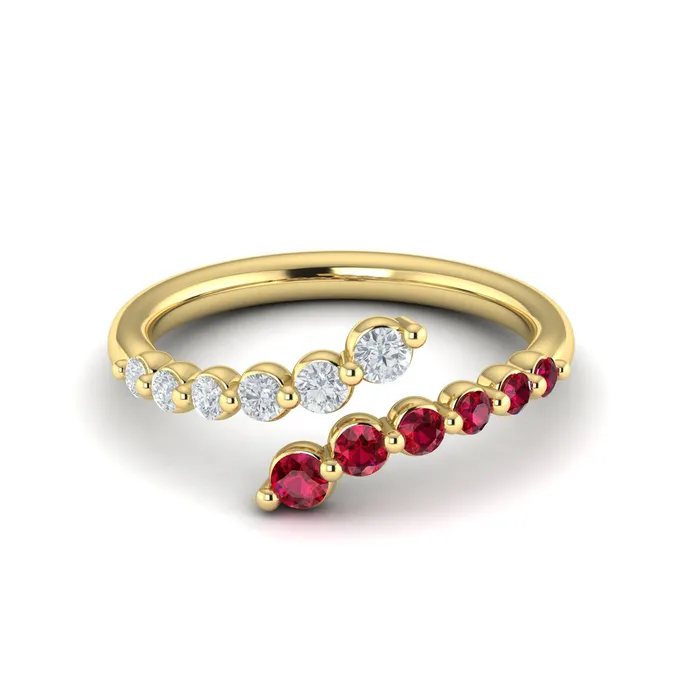 Vlora Adella14K Diamond and Ruby Open Wrap Ring 026CTW Diamond 036CTW Ruby Shop IDC estore Rings
