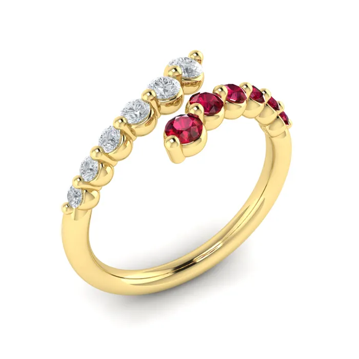 Vlora Adella14K Diamond and Ruby Open Wrap Ring 026CTW Diamond 036CTW Ruby Shop IDC estore Rings