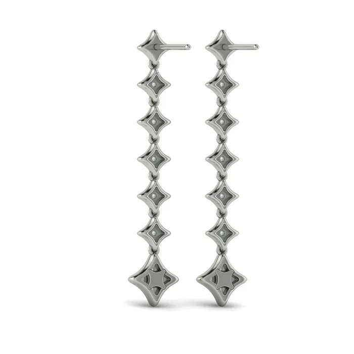 Vlora Estrella 14K Diamond Star Long Drop Statement Earrings 058CTW Shop IDC estore Earrings