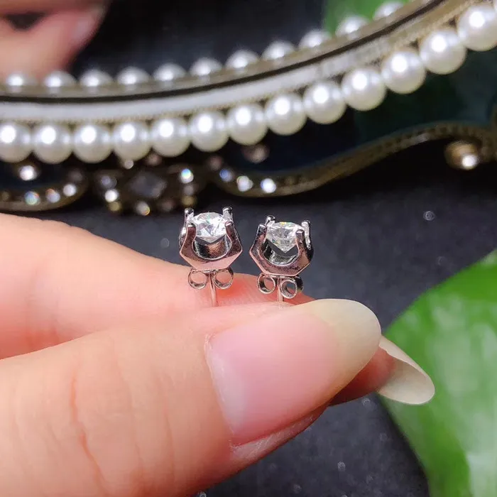White Gold Plated Silver Moissanite Stud Earrings 1ctw Luxus Moissanite Rings Jewelry Earrings
